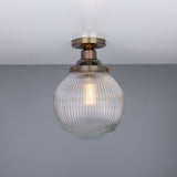 Stanley Holophane 8 Globe Ceiling Light in Antique Brass