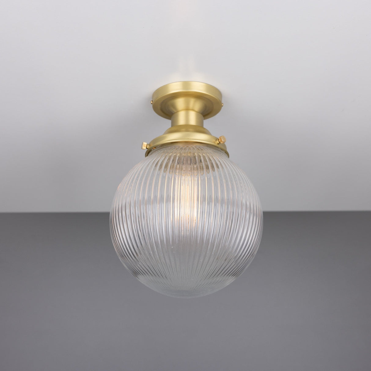 Stanley Holophane 8 Globe Ceiling Light in Antique Brass