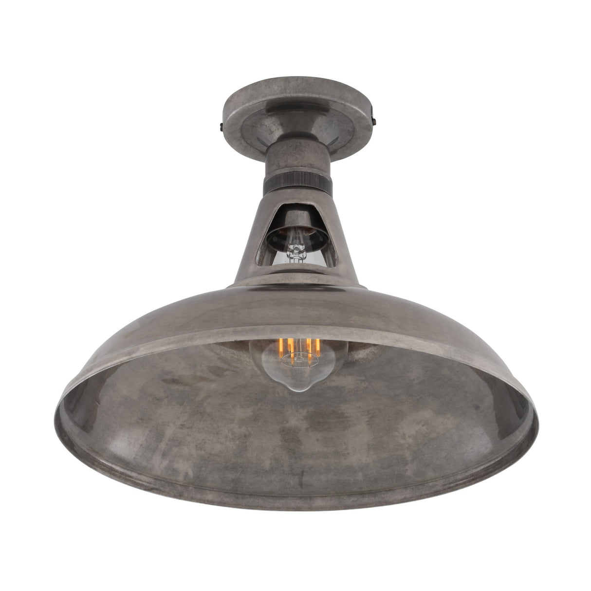 Geneva Industrial Ceiling Light, Antique Brass Finish