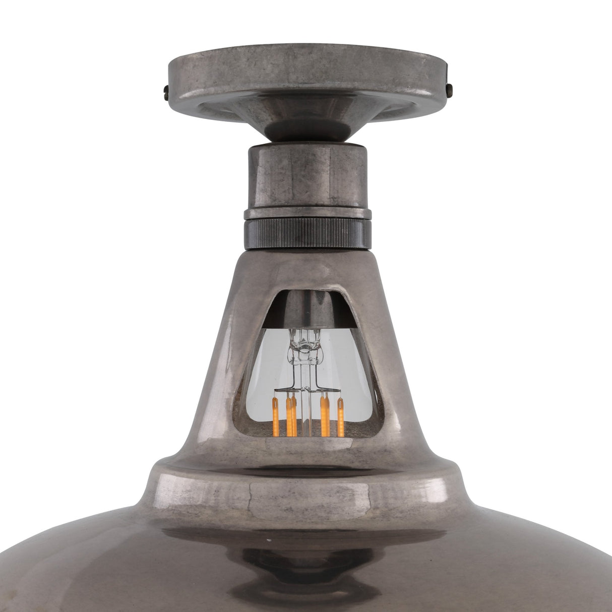 Geneva Industrial Ceiling Light, Antique Brass Finish