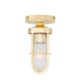 Oregon Cast Antique Brass Ceiling Light with Miner's Cage Design