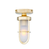 Oregon Cast Antique Brass Ceiling Light with Miner's Cage Design