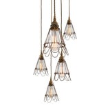 Praia Vintage Brass Cage Pendant Light Cluster