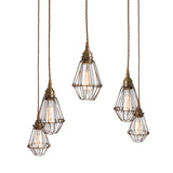 Praia Vintage Brass Cage Pendant Light Cluster