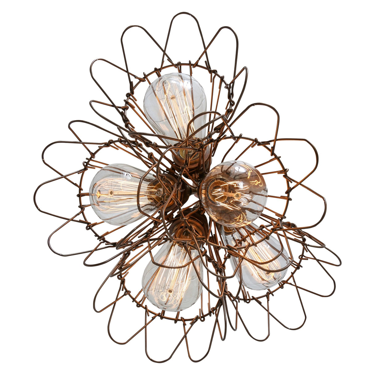 Praia Vintage Brass Cage Pendant Light Cluster