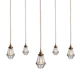 Praia Vintage Brass Cage Pendant Light Cluster