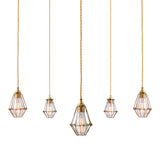 Praia Vintage Brass Cage Pendant Light Cluster
