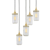 Antique Brass Jam Jar Pendant Cluster