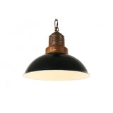 Industrial Pendant Light with Black Shade and Antique Brass Finish