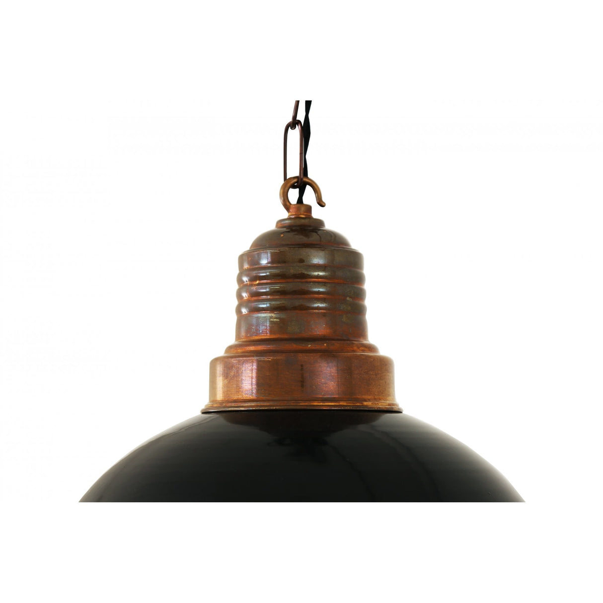 Industrial Pendant Light with Black Shade and Antique Brass Finish