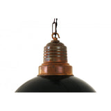 Industrial Pendant Light with Black Shade and Antique Brass Finish