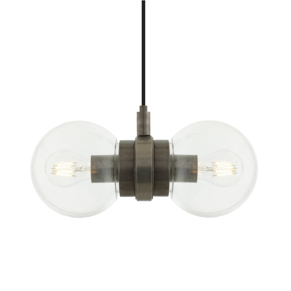 Eske Double Glass Globe Pendant Light with Antique Brass Finish