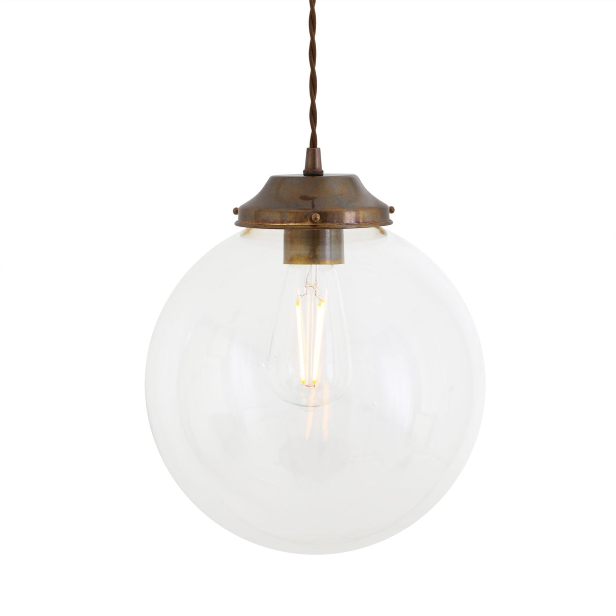 Virginia Antique Brass Globe Pendant Light - 25cm