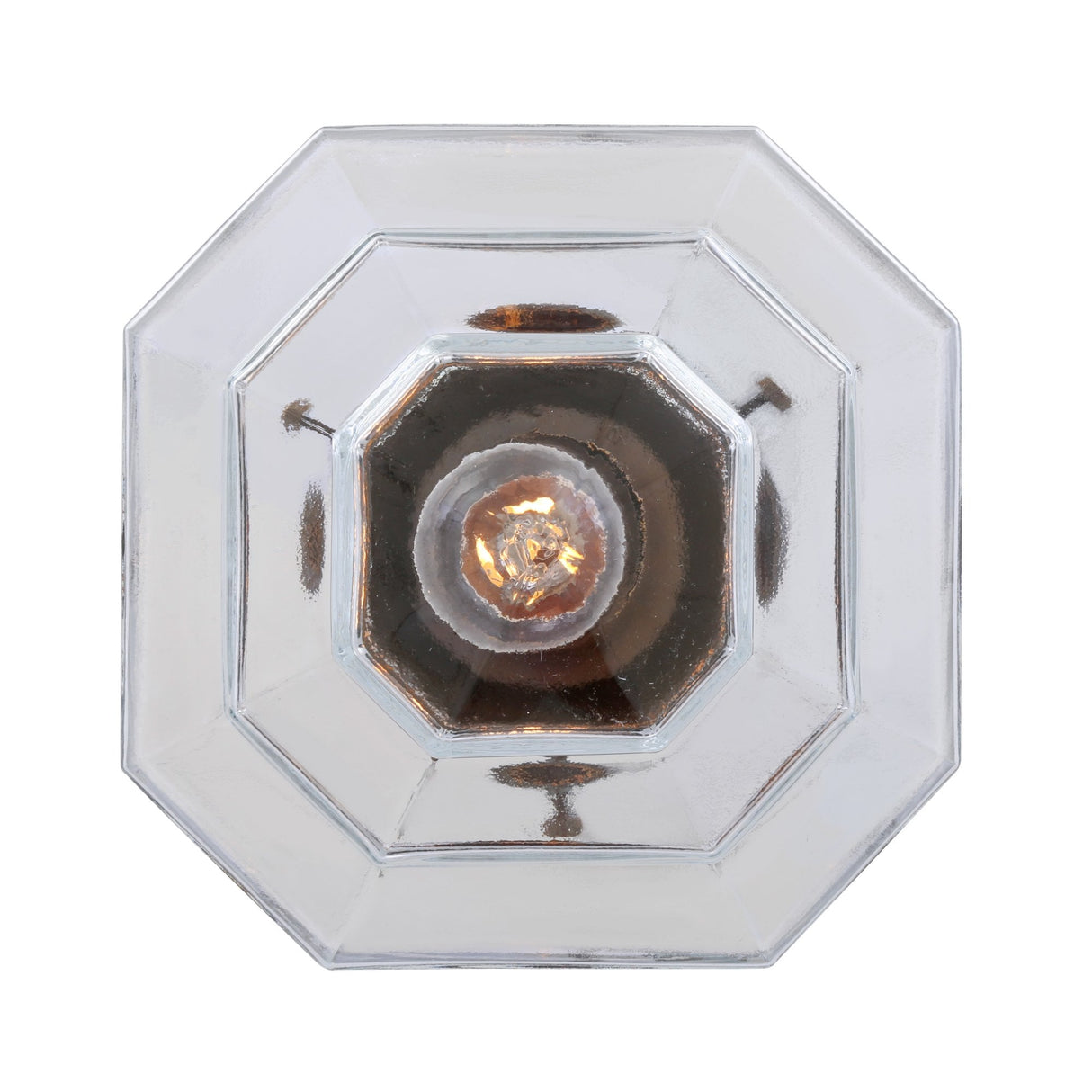 Antique Brass Hexagonal Novato Pendant with Stepped Glass Shade