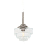 Antique Brass Hexagonal Novato Pendant with Stepped Glass Shade