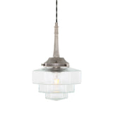 Antique Brass Hexagonal Novato Pendant with Stepped Glass Shade