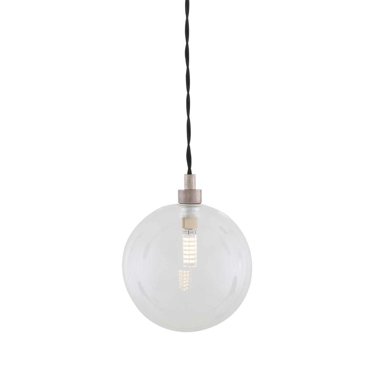 Antique Brass Globe Pendant Light with Clear Glass by Madlin