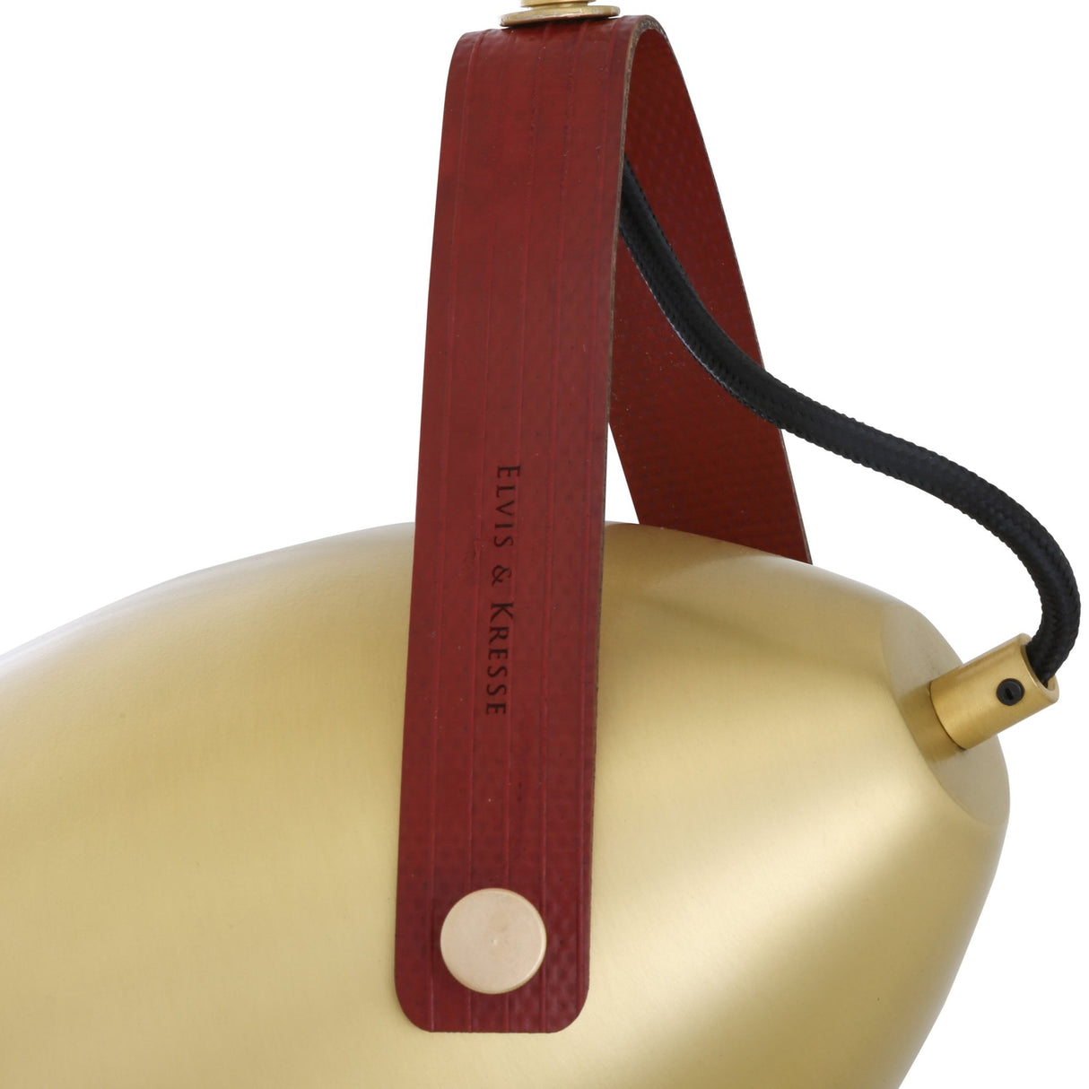 Southwark Pendant Light, Antique Brass with Red Fire-Hose Strap
