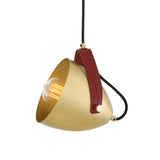 Southwark Pendant Light, Antique Brass with Red Fire-Hose Strap