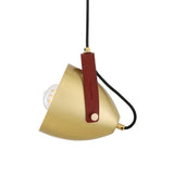 Southwark Pendant Light, Antique Brass with Red Fire-Hose Strap