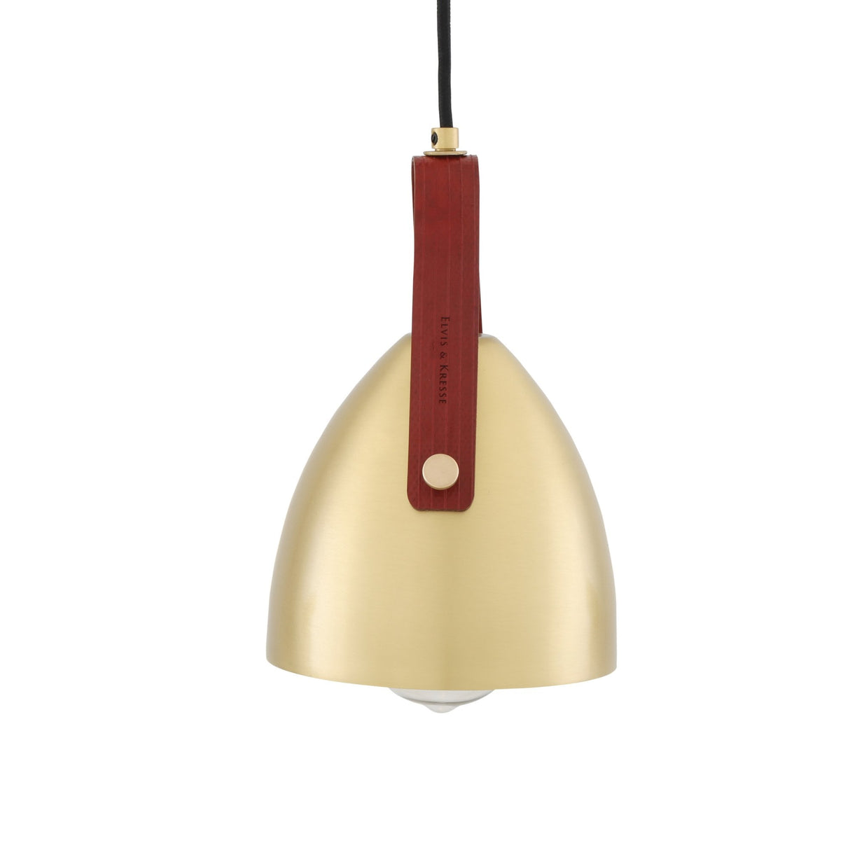 Southwark Pendant Light, Antique Brass with Red Fire-Hose Strap