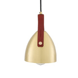 Southwark Pendant Light, Antique Brass with Red Fire-Hose Strap