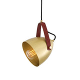 Southwark Pendant Light, Antique Brass with Red Fire-Hose Strap