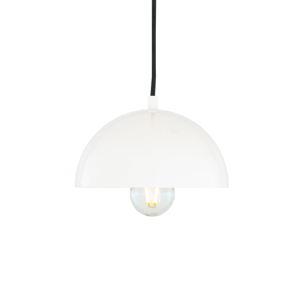 Sleek Avon Pendant Light, Matte Black with Brass Interior, 20cm