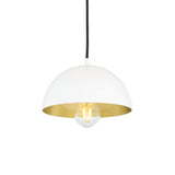 Sleek Avon Pendant Light, Matte Black with Brass Interior, 20cm