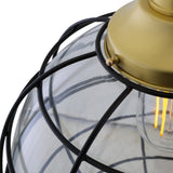 Antique Brass 30cm Cage Pendant with Clear Glass by Hudson