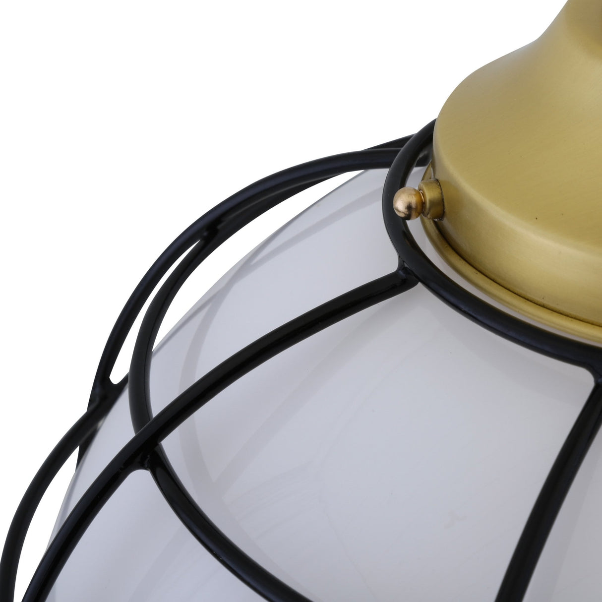 Antique Brass 30cm Cage Pendant with Clear Glass by Hudson