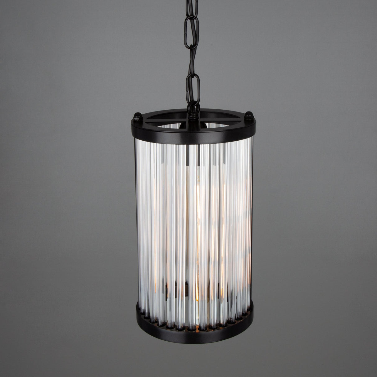 Caledon Petite Fluted Glass Pendant, Matte Black