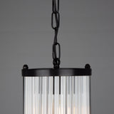 Caledon Petite Fluted Glass Pendant, Matte Black