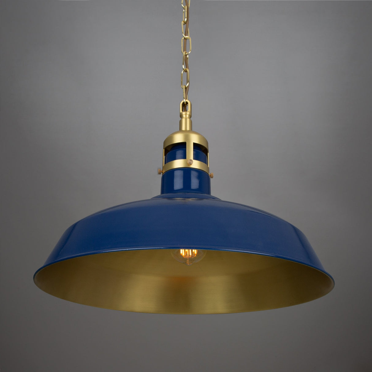 Vintage Industrial Matlock Pendant in Antique Brass and Pink