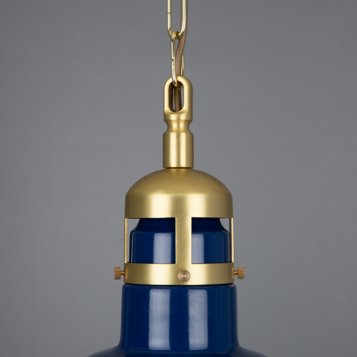 Vintage Industrial Matlock Pendant in Antique Brass and Pink