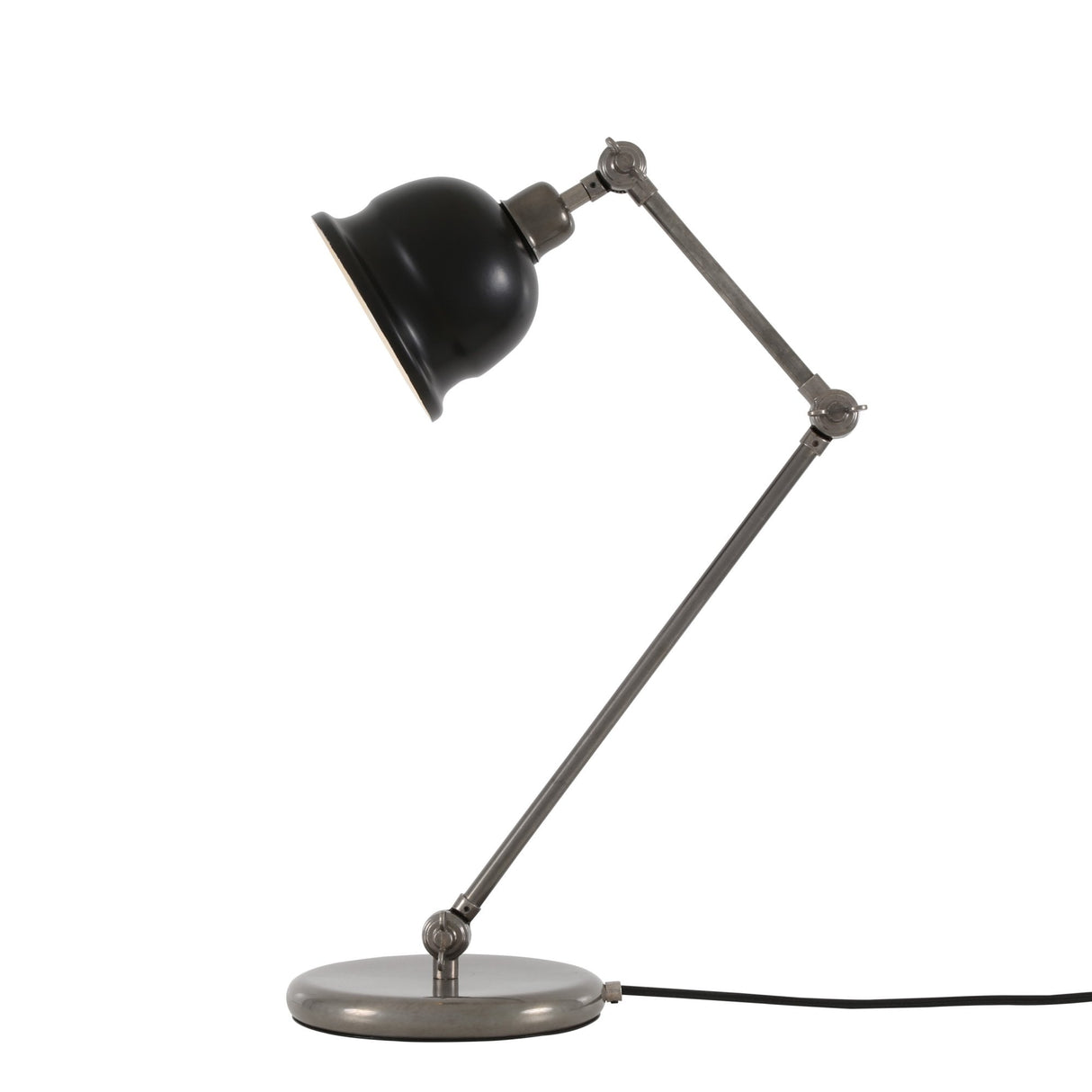 Elegant Nico Lamp in Antique Silver with Sleek Black Shade