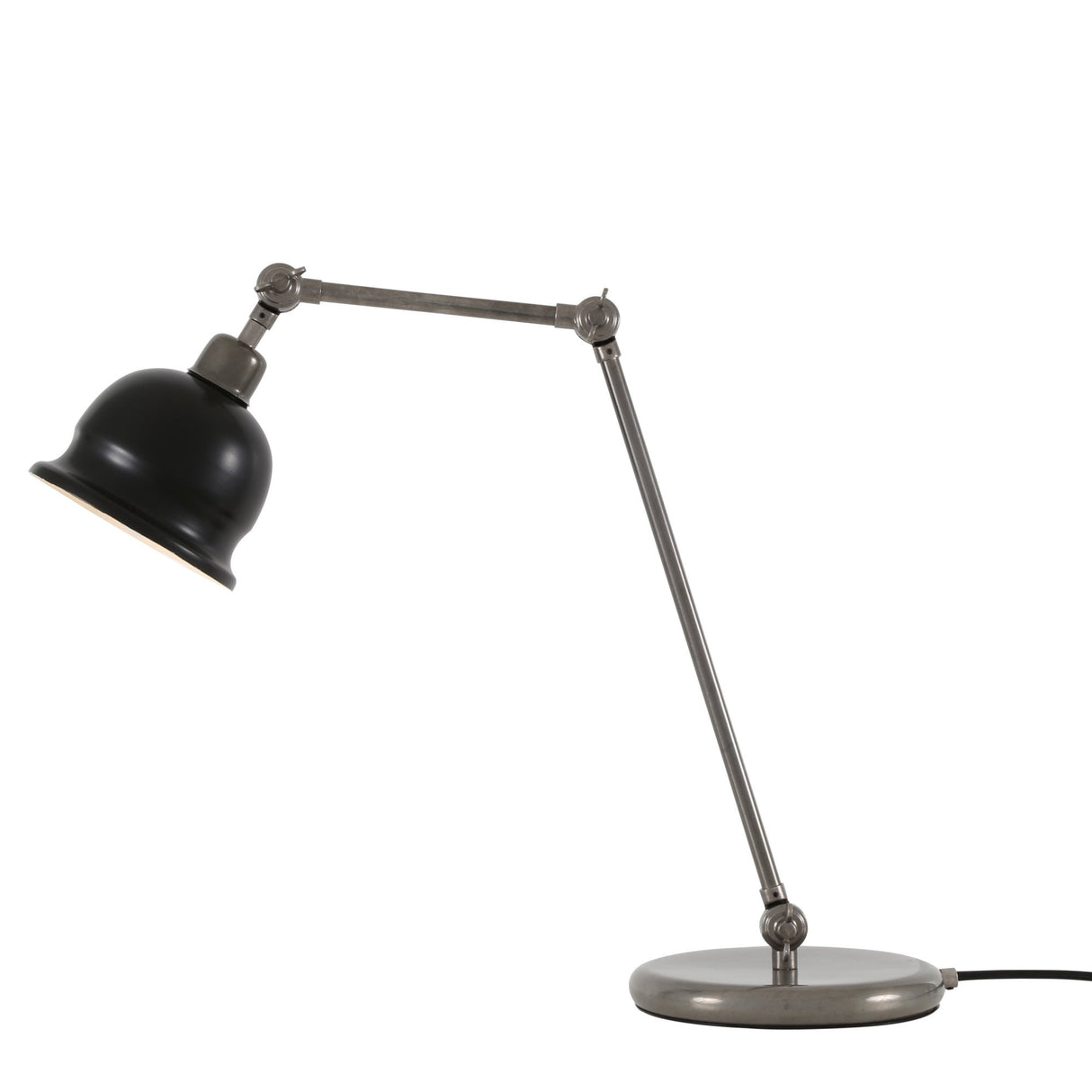 Elegant Nico Lamp in Antique Silver with Sleek Black Shade