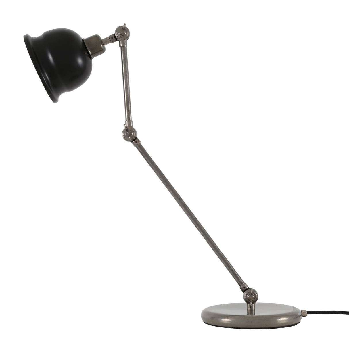 Elegant Nico Lamp in Antique Silver with Sleek Black Shade