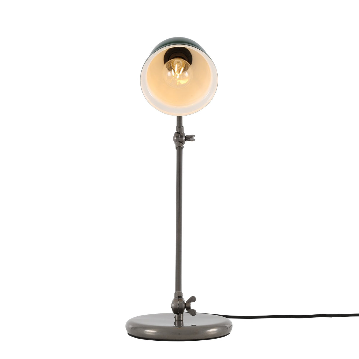 Elegant Nico Lamp in Antique Silver with Sleek Black Shade