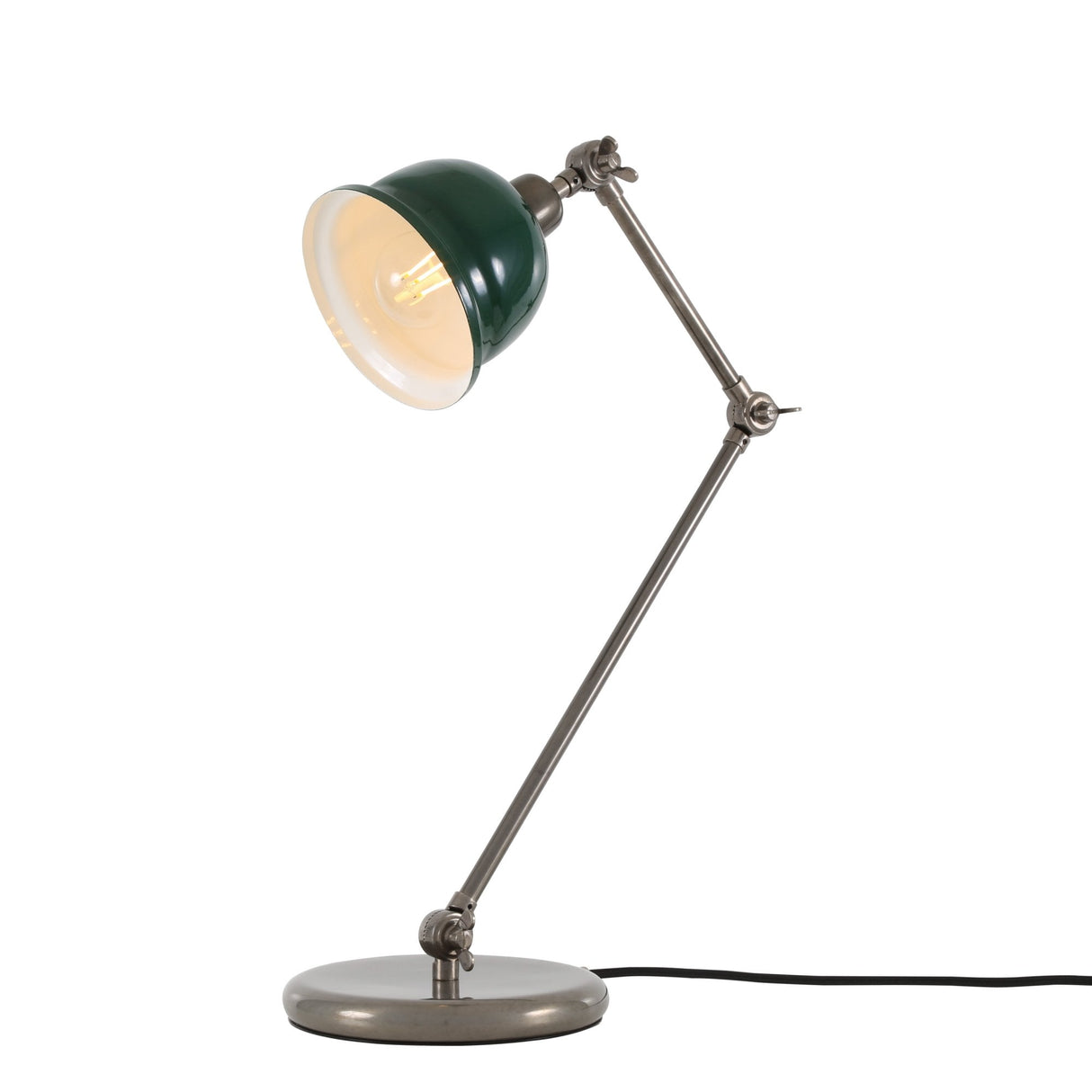 Elegant Nico Lamp in Antique Silver with Sleek Black Shade