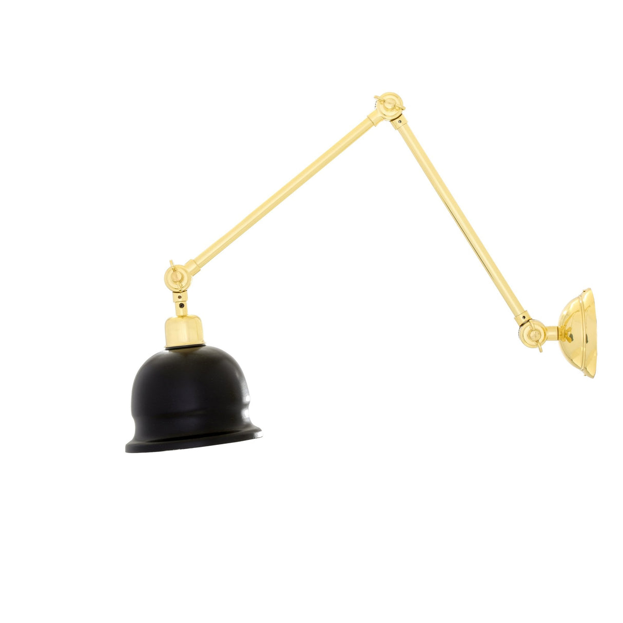Elegant Brass and Black Shade Wall Sconce - Adjustable Height