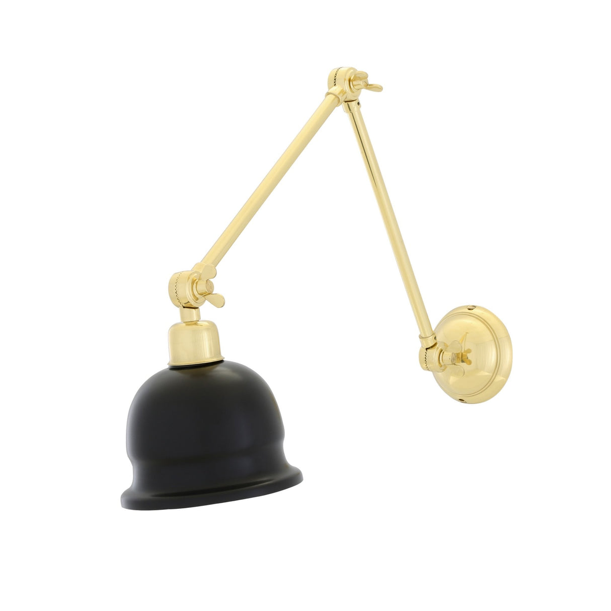 Elegant Brass and Black Shade Wall Sconce - Adjustable Height