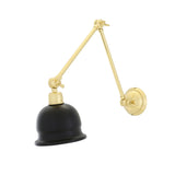 Elegant Brass and Black Shade Wall Sconce - Adjustable Height