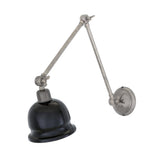 Nico Adjustable Wall Light, Antique Silver with Black Shade