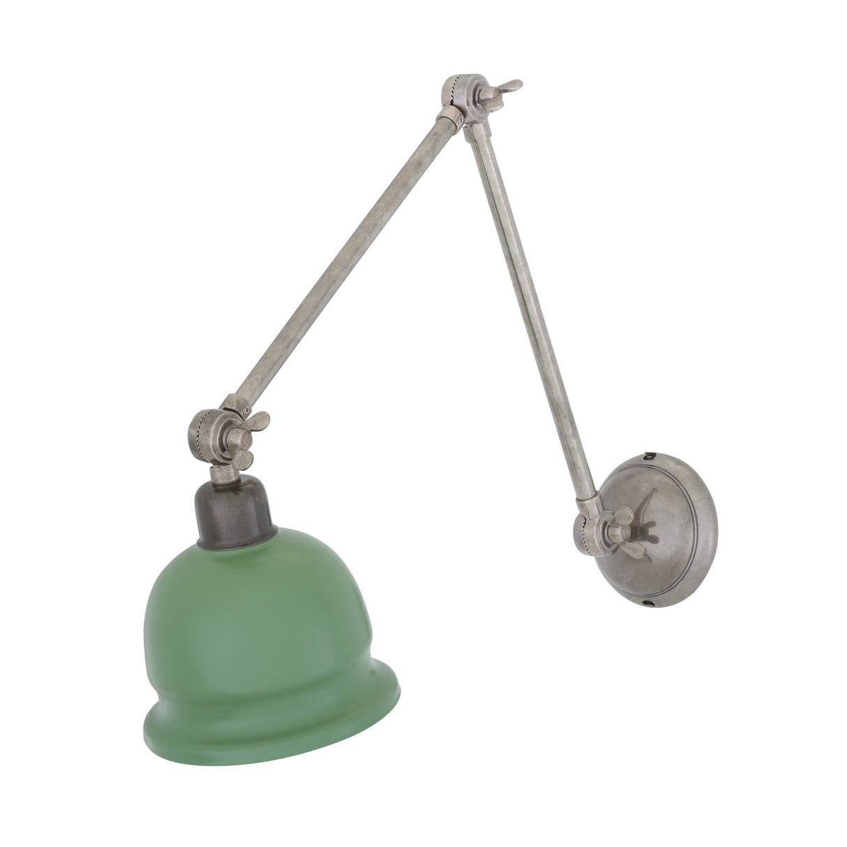 Nico Adjustable Wall Light, Antique Silver with Black Shade
