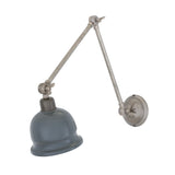 Nico Adjustable Wall Light, Antique Silver with Black Shade