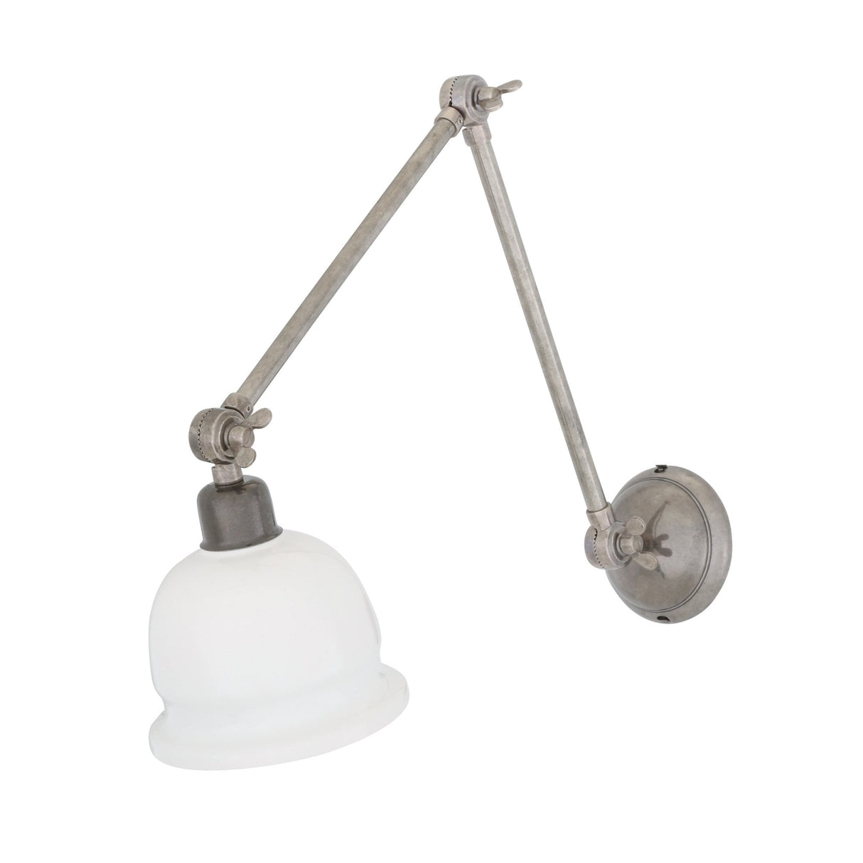 Nico Adjustable Wall Light, Antique Silver with Black Shade