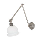 Nico Adjustable Wall Light, Antique Silver with Black Shade