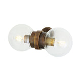 Eske Antique Brass Double Wall Sconce with Clear Globe Shades