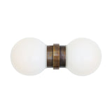 Eske Antique Brass Double Wall Sconce with Clear Globe Shades